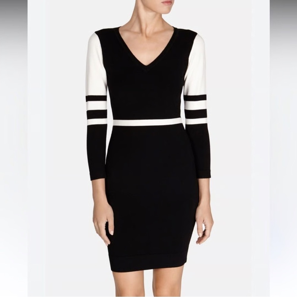 Karen Millen Womens Black and White Longsleeve‎ Sweater Dress 2